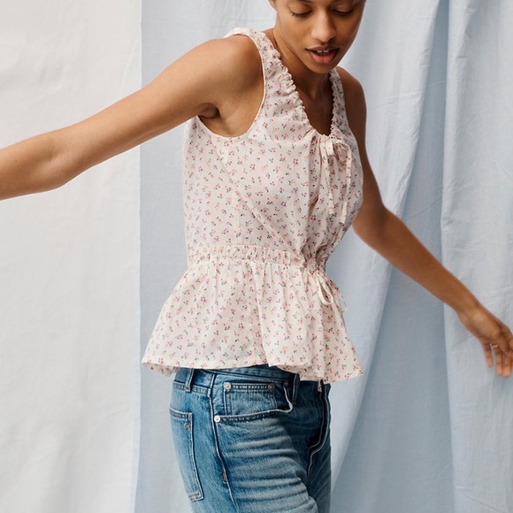Madewell Shirred Drawstring Tank Top - Bright Buds - Picture 5 of 8